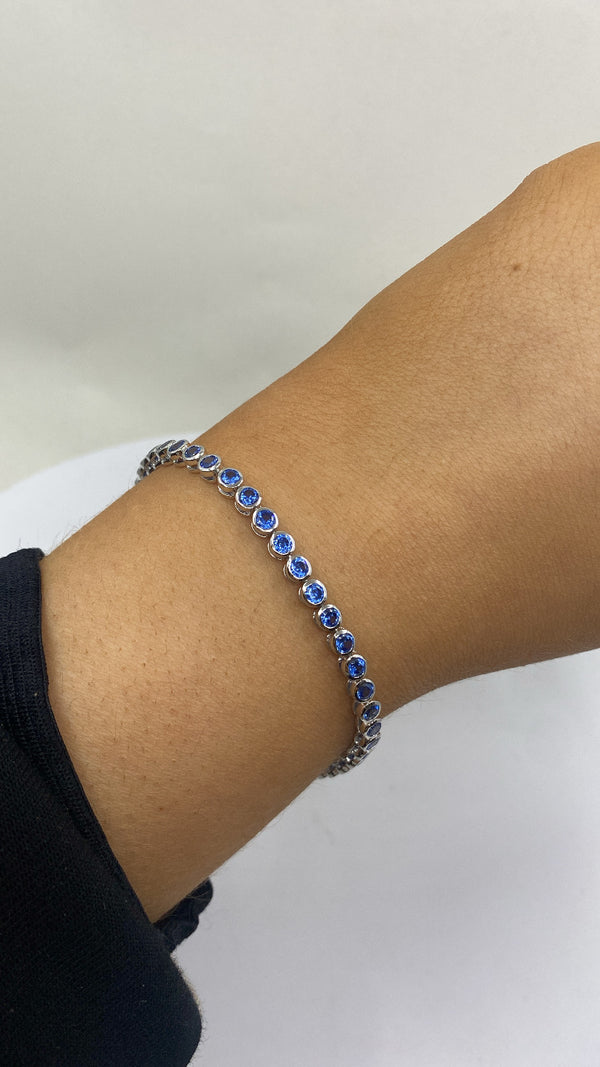 Sapphire CZ Bracelet - Sterling Silver