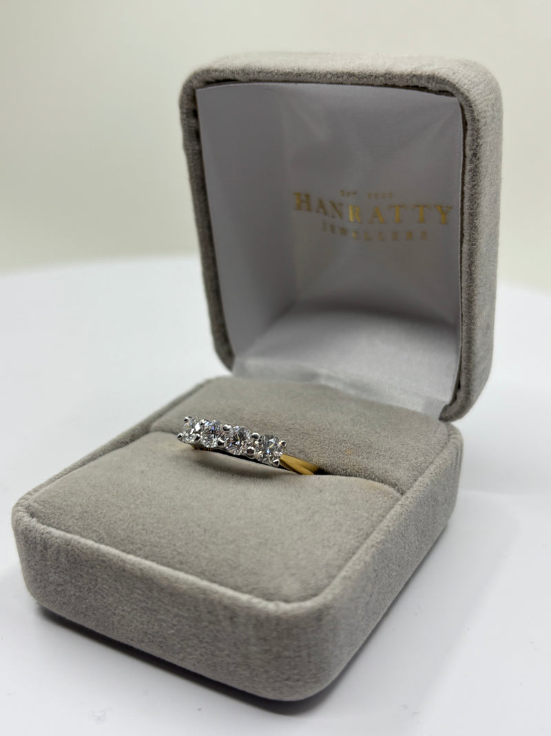 Brilliant Cut 4 Stone Diamond Ring - 18ct Gold