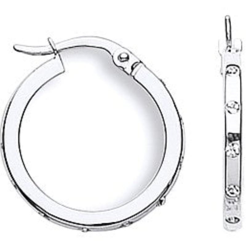 19mm Cz Hoop Earrings - 9ct White Gold