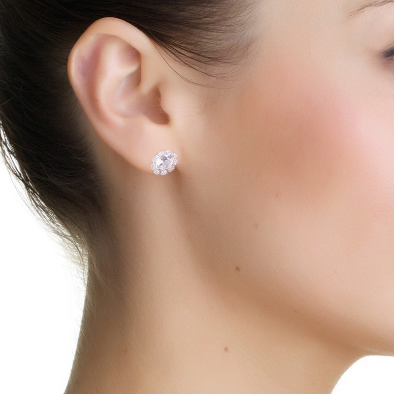 Flower Earrings Clear Stones - Newbridge Silverware