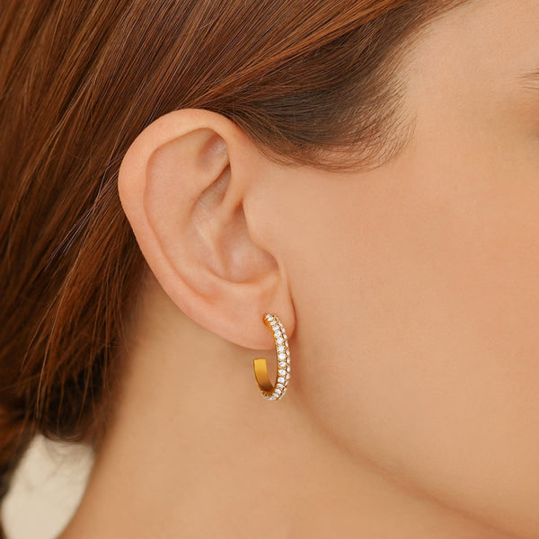 Hoop Earrings with Golden Honey Stones - Newbridge Silverware