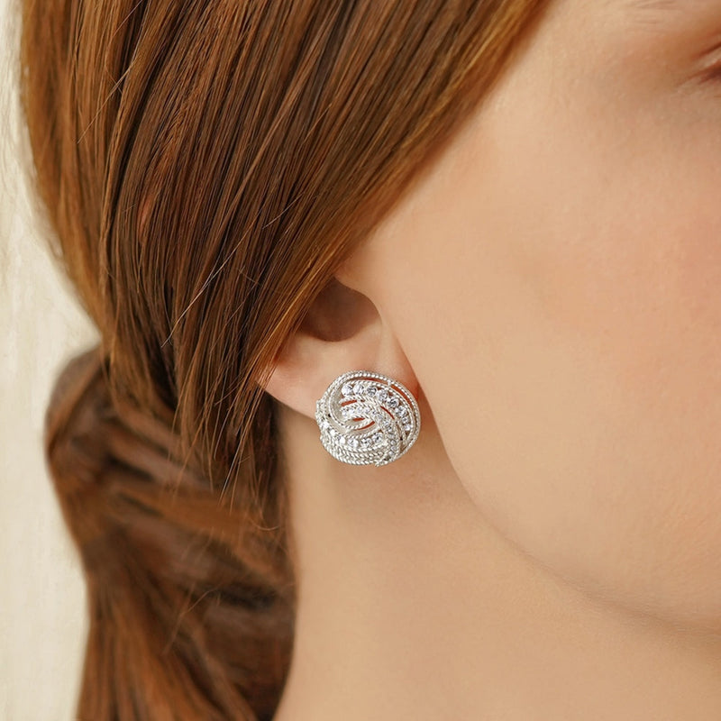 Twist Earrings with Clear Stones - Newbridge Silverware