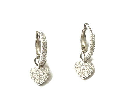 Huggies Heart CZ Earrings - Sterling Silver