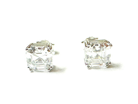 Square Cut CZ Earrings - Sterling Silver/Gold Plated
