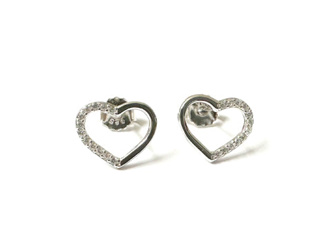 Heart CZ Stud Earrings - Sterling Silver/Gold Plated