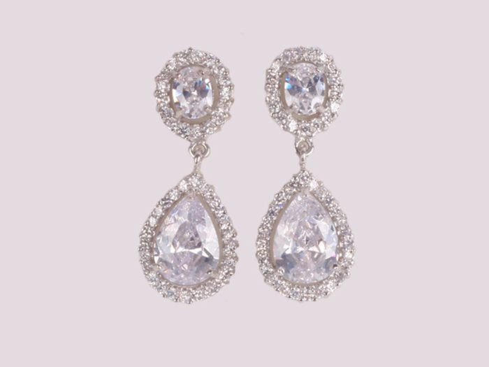 Clear CZ Drop Earrings - Sterling Silver