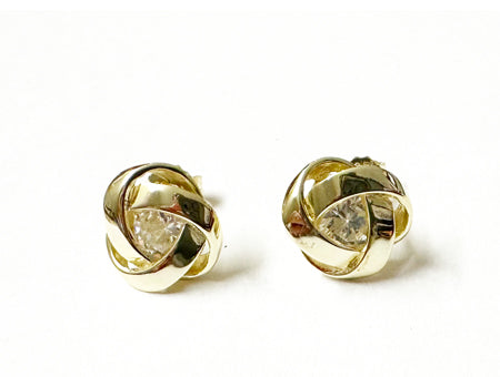 Knot CZ Earrings - Sterling Silver Gold Plated