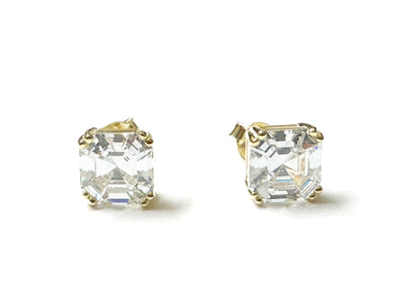 Square Cut CZ Earrings - Sterling Silver/Gold Plated