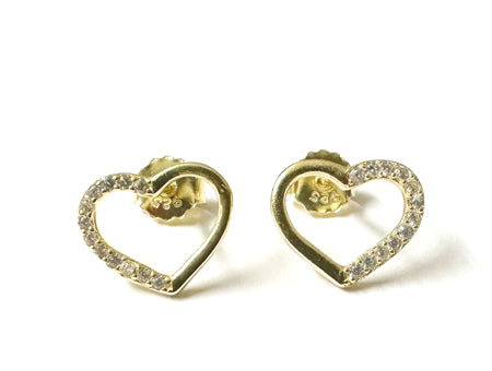 Heart CZ Stud Earrings - Sterling Silver/Gold Plated