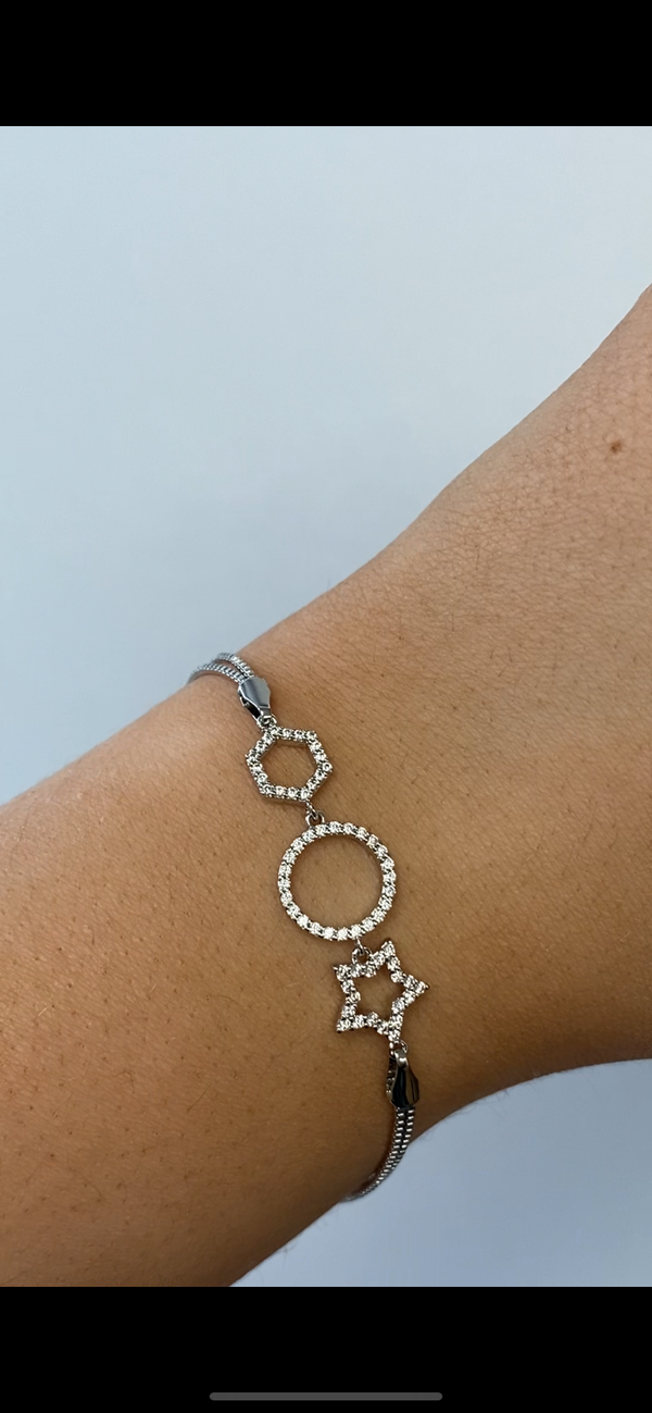 CZ Shapes Bracelet - Sterling Silver Gold Plated