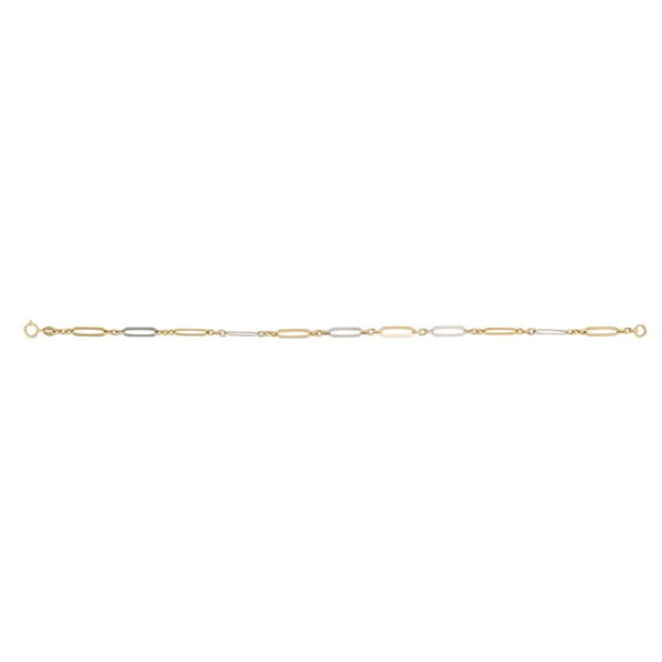 9ct Yellow And White Gold Elongated Link Bracelet