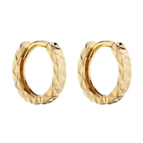 Diamond Cut 9ct Yellow Gold Hoops