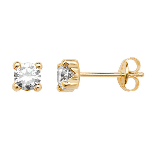 4mm Gold CZ Studs - 9ct Gold