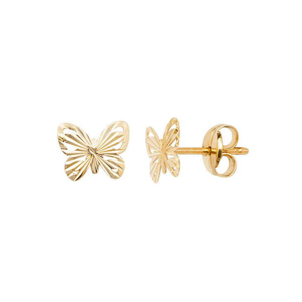 Small Butterfly Stud Earrings - 9ct Yellow Gold