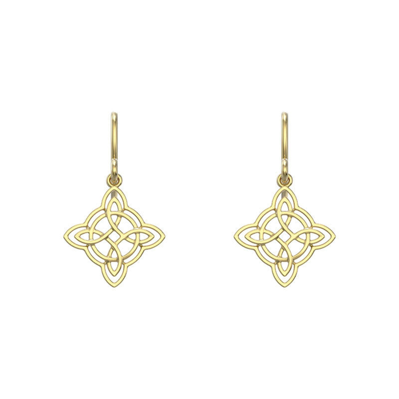 Celtic Drop Earrings - 9ct Yellow Gold