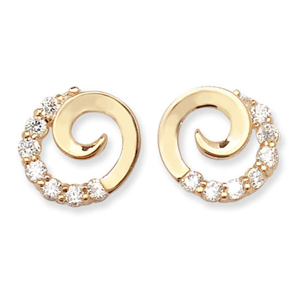 Twirl Cubic Zirconia Stud Earrings - 9ct Yellow Gold