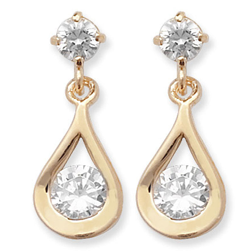 CZ Drop Earrings - 9ct Yellow Gold