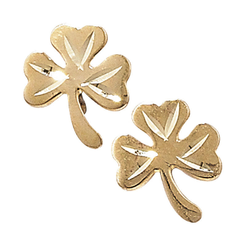 Shamrock Stud Earrings - 9ct Yellow Gold