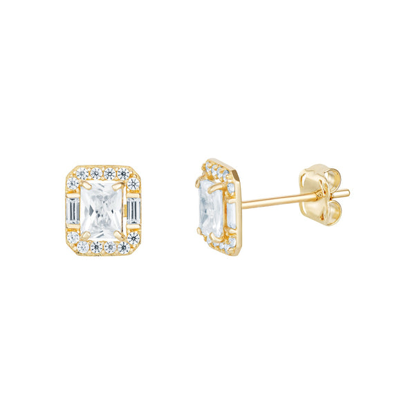 Rectangle Stud Earrings - 9ct Yellow Gold