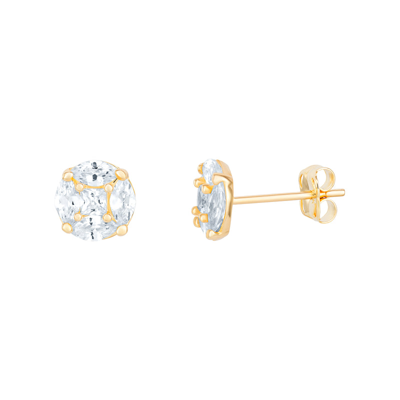 CZ Stud Earrings - 9ct Yellow Gold