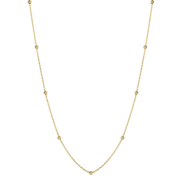 9ct Yellow Gold Fine Ball Station Necklace