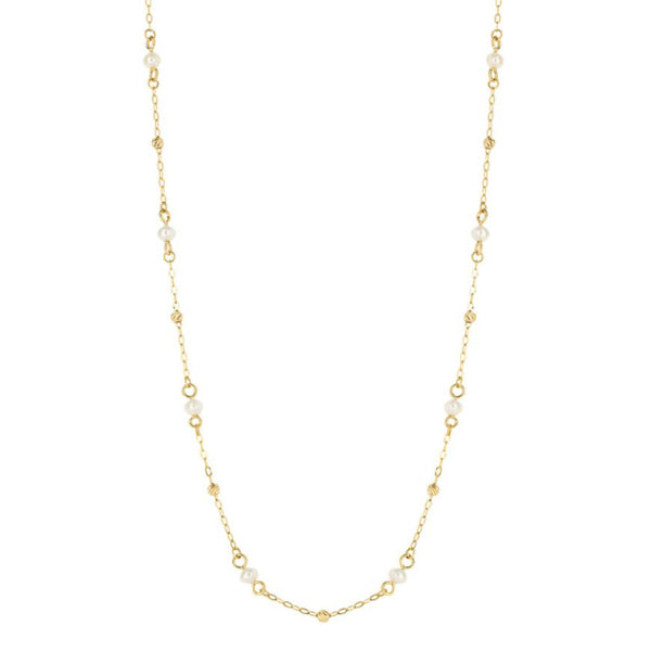 9ct Yellow Gold Freshwater Pearl Station Chain
