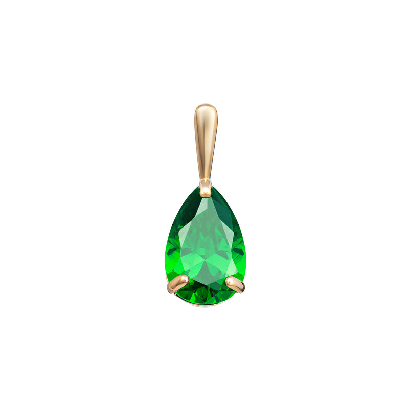 Emerald Teardrop Pendant - 9ct Yellow Gold 