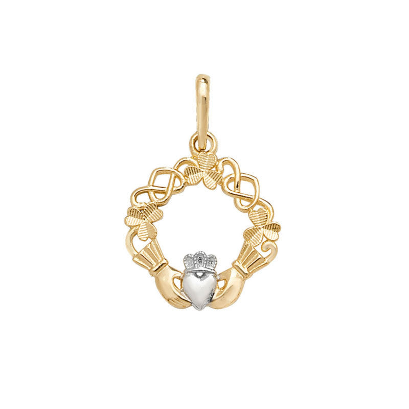 9ct Celtic Claddagh Two Tone Pendant