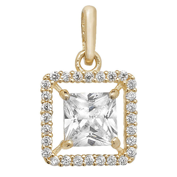 Square CZ Pendant - 9ct Gold