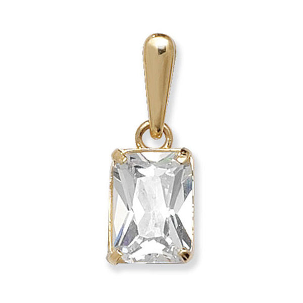 Rectangle CZ Pendant - 9ct Yellow Gold