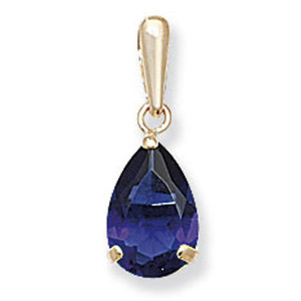 Sapphire Pear Pendant - 9ct Gold