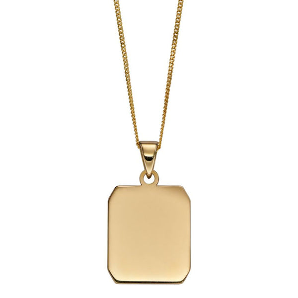 9ct Yellow Gold Rectangular Dog Tag Pendant