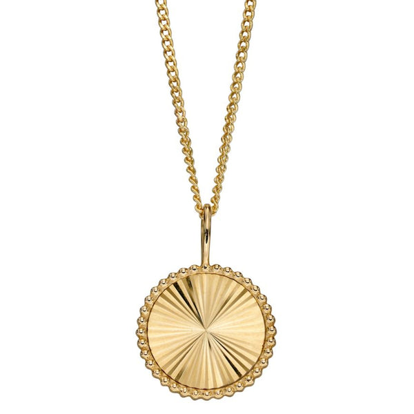 9ct Yellow Gold Granulation And Brushed Surface Disc Pendant