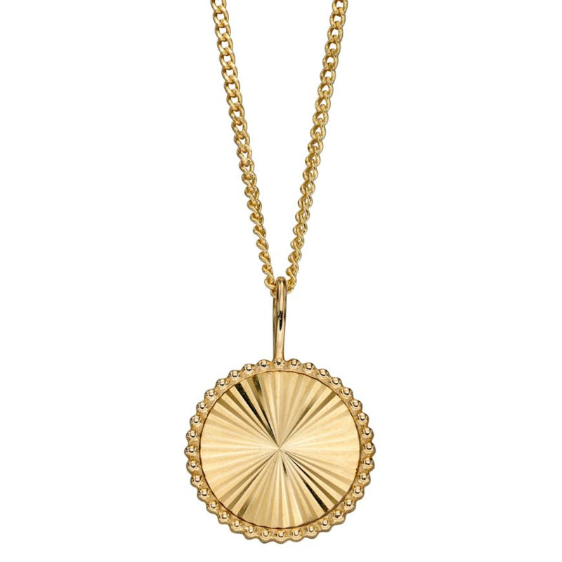 9ct Yellow Gold Granulation And Brushed Surface Disc Pendant