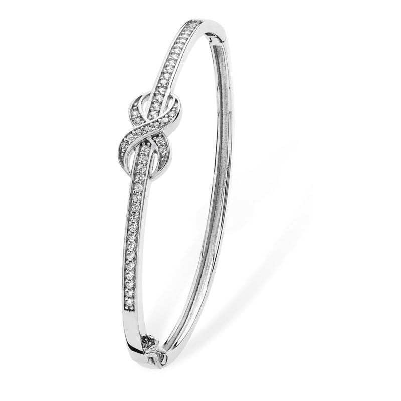 Kids Infinity Bangle with CZ - Sterling Silver