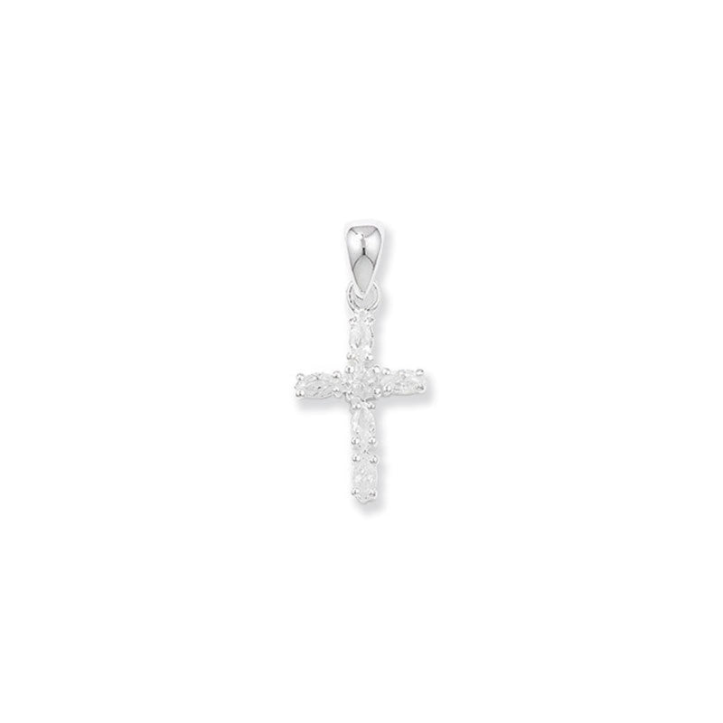 Cross CZ Necklace - Sterling Silver