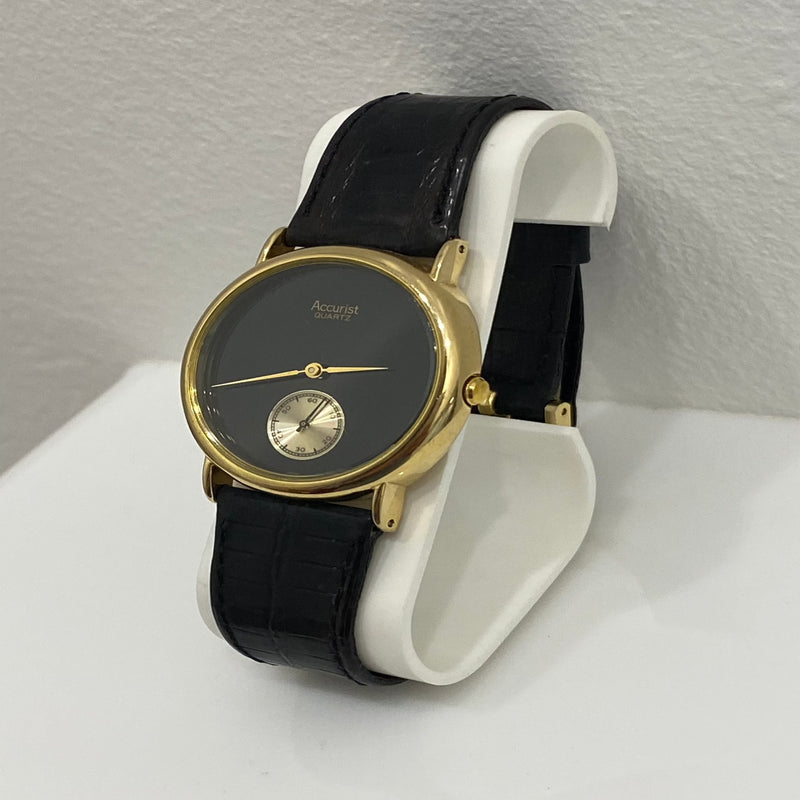 Accurist Black Leather Strap Watch