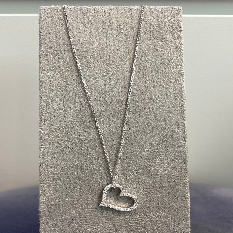 Heart Necklace Featuring Cubic Zirconia Stones