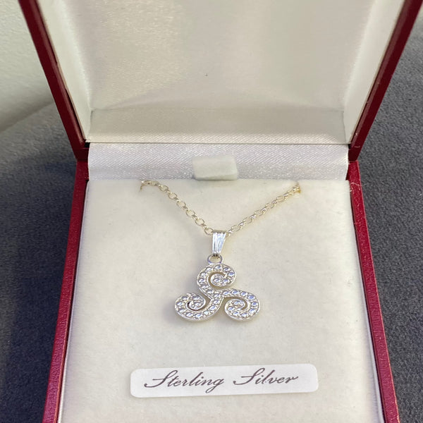 Celtic Triskele Knot Necklace - Sterling Silver