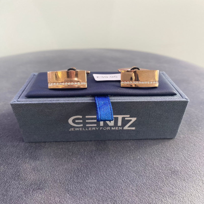 Plain CZ Cufflinks - Rose Gold