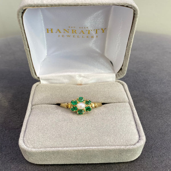 Flower Shaped Ring With Pearl Centre - 9ct Yellow Gold