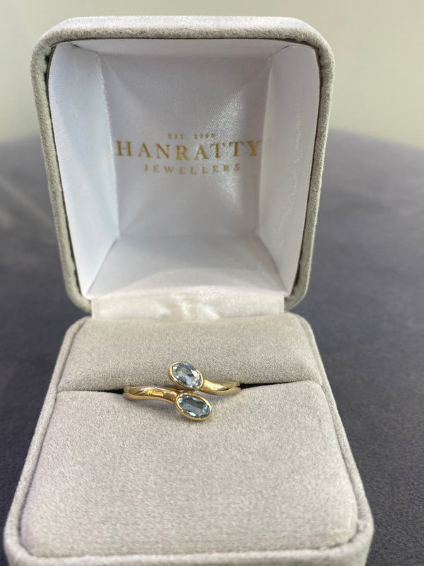 Light Blue Stone Ring - 9ct Yellow Gold