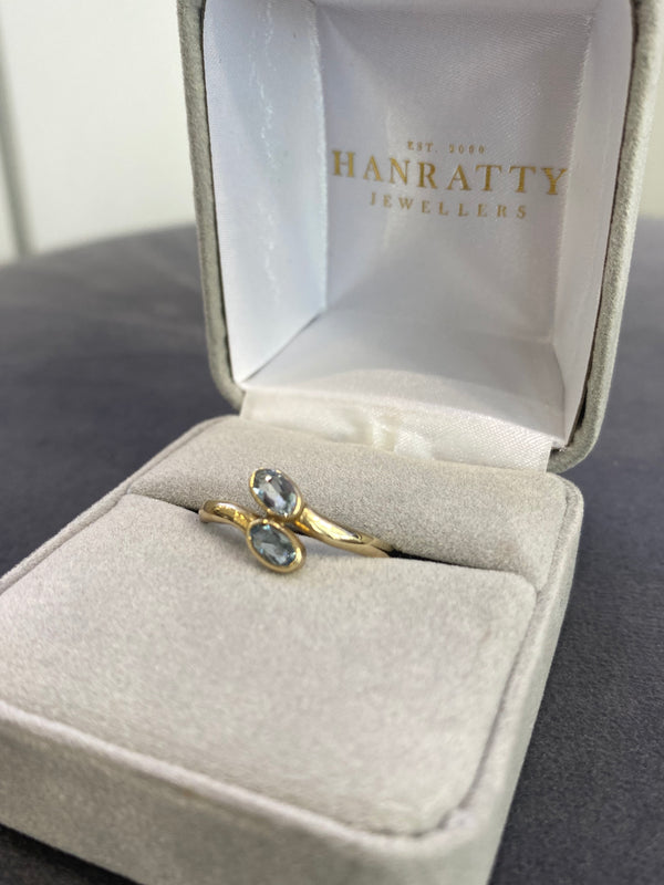 Light Blue Stone Ring - 9ct Yellow Gold