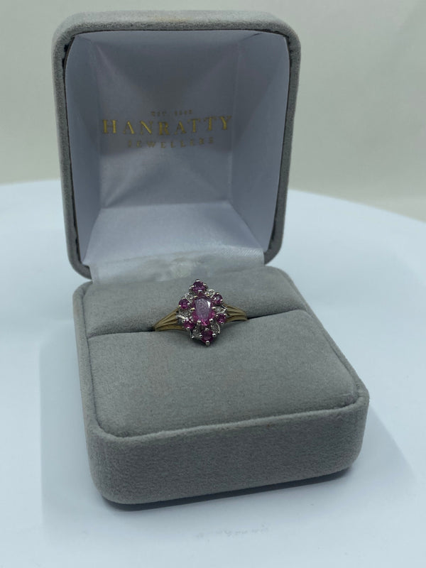 Light Purple Stone Cluster Ring - 9ct Yellow Gold