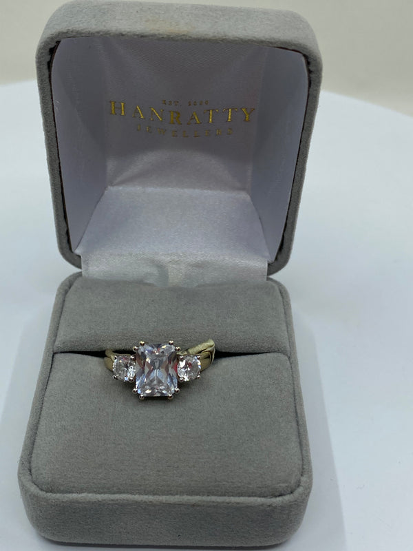 Clear Stone Ring - 9ct Yellow Gold