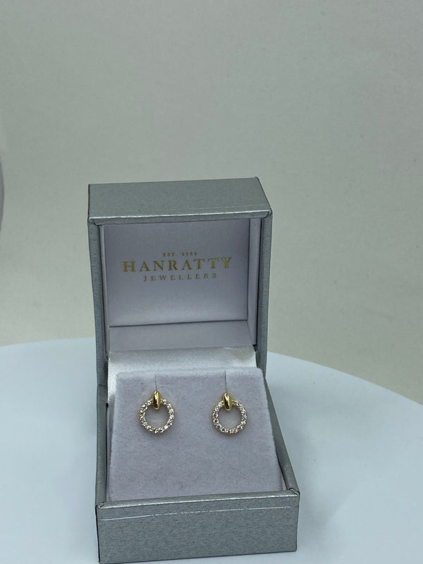 Circle CZ earrings - 9ct Gold