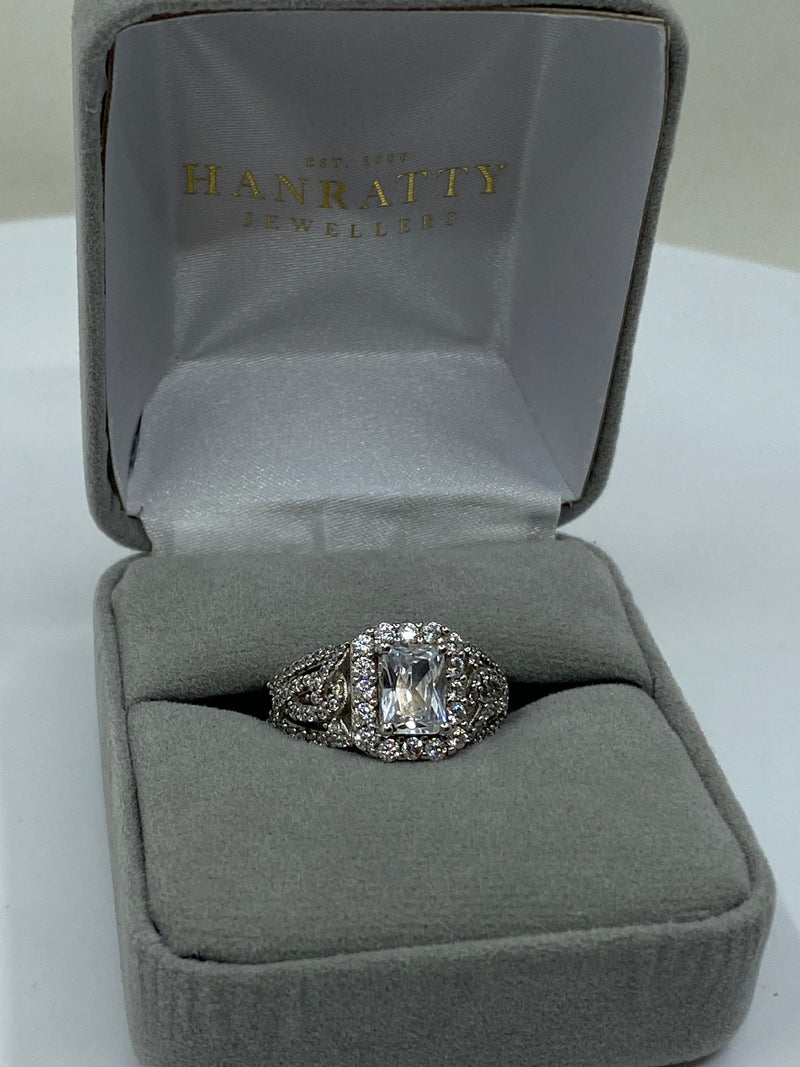 Fancy Cubic Zirconia Stones Ring - Sterling Silver