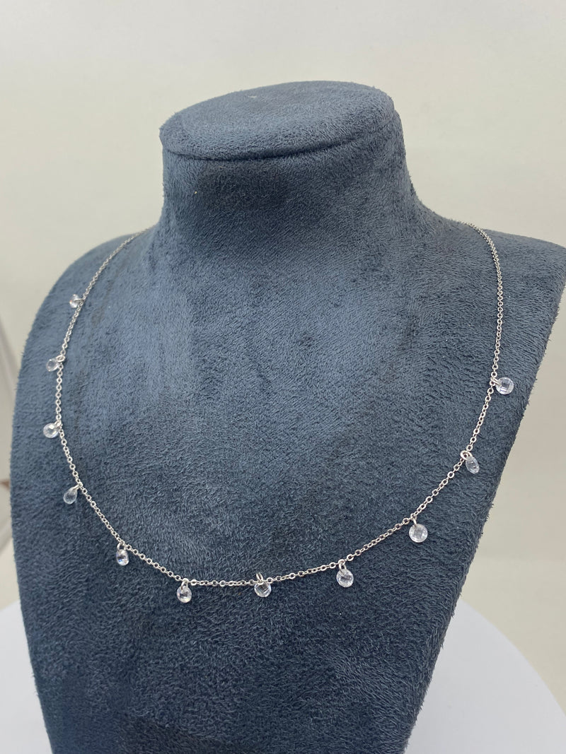 Multi-Drop Crystal Necklace - Sterling Silver