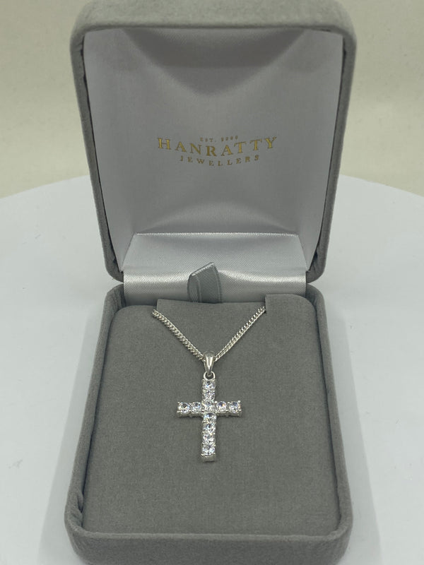 Cubic Zirconia Cross Pendant - Sterling Silver