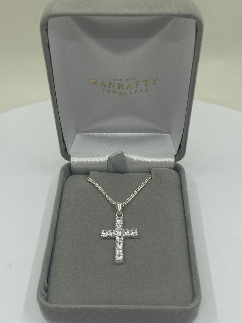 Cubic Zirconia Cross Pendant - Sterling Silver
